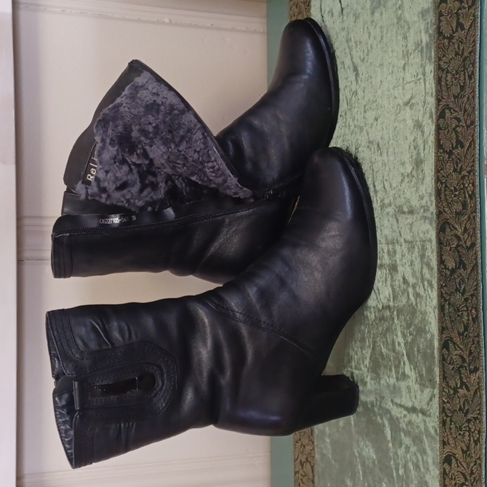 Reiss Midnight Black Heeled Boots